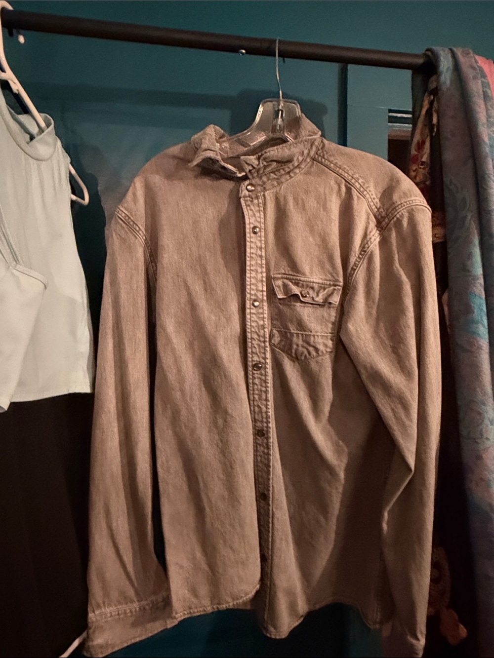 All Saints woman’s Lightweight Button-Up Shirt Jacket - Taupe Beige